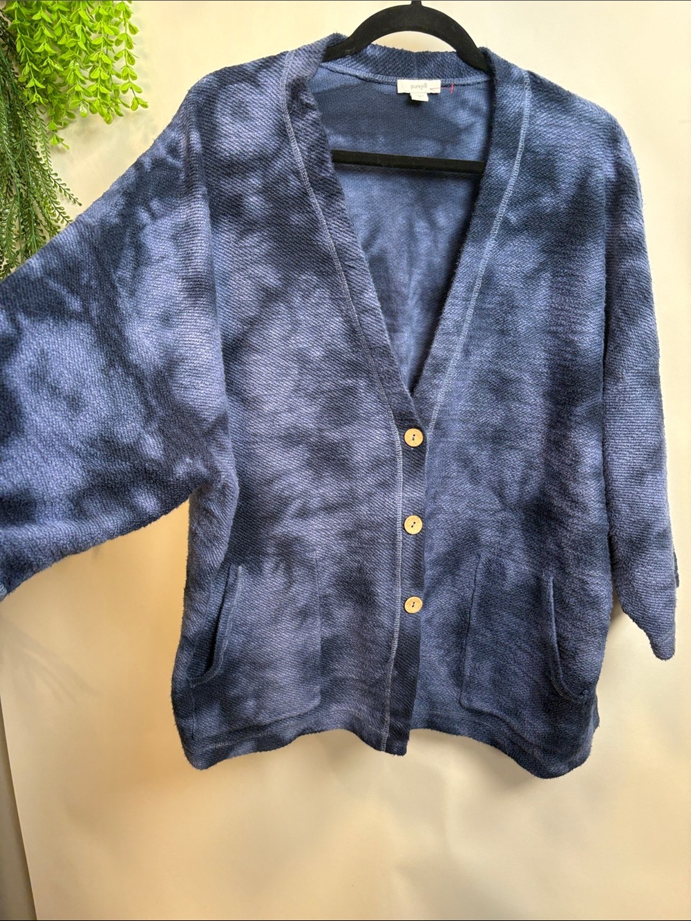 Women's Indigo Tie-Dye Button Cardigan - Cotton